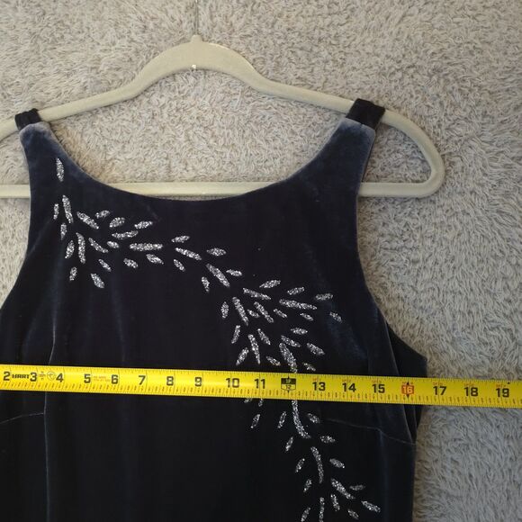 Arianna by Rachel Kaye Gray Velvet Glitter Maxi Dress 90s Y2K Formal Glam Sz 10 - Picture 9 of 9